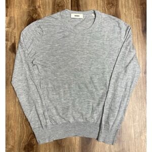 BUCK MASON Crew Neck Sweater 100% Lightweight Cashmere Gray Mens Large
